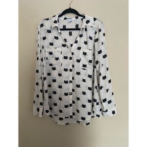 Express Black & White Cats Button Down